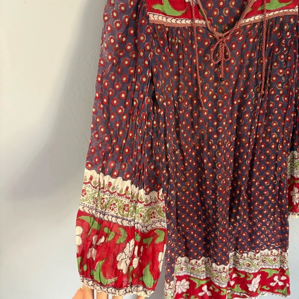 SOLD Vintage 60s 70s Indian Cotton Gauze Dress / Vintage Bohemian Gauze Dress - Picture 5 of 10